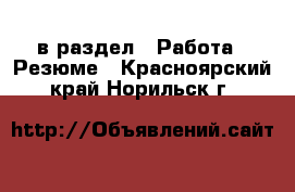  в раздел : Работа » Резюме . Красноярский край,Норильск г.